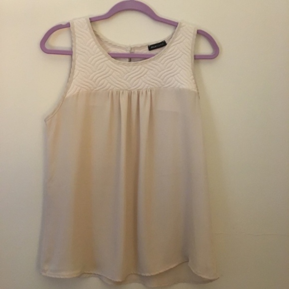 Jella Couture | Sheer Light Tan Blouse. Medium